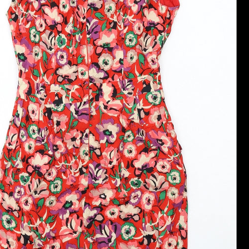 Great Plains Womens Red Floral Modal Shift Size M V-Neck Zip