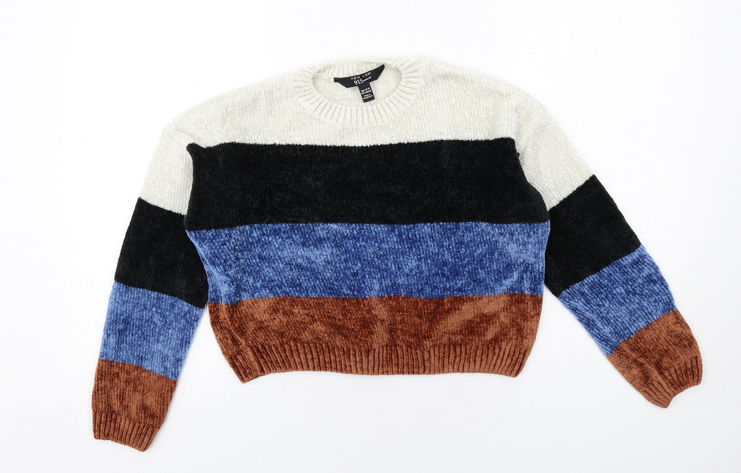 New Look Girls Multicoloured Round Neck Striped Polyester Pullover Jumper Size 12-13 Years Pullover
