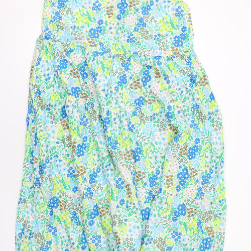 Marks and Spencer Womens Multicoloured Floral Cotton Trapeze & Swing Size 16 Round Neck Button