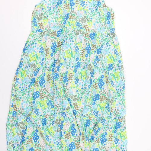 Marks and Spencer Womens Multicoloured Floral Cotton Trapeze & Swing Size 16 Round Neck Button