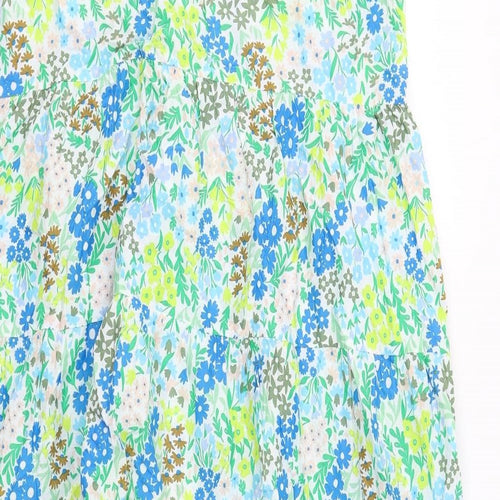 Marks and Spencer Womens Multicoloured Floral Cotton Trapeze & Swing Size 16 Round Neck Button