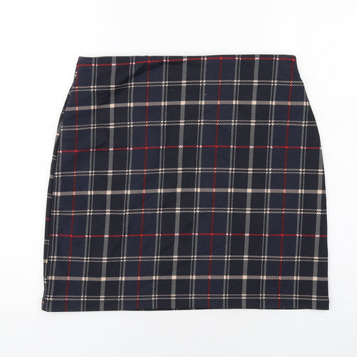 Marks and Spencer Womens Blue Plaid Polyester A-Line Skirt Size 12
