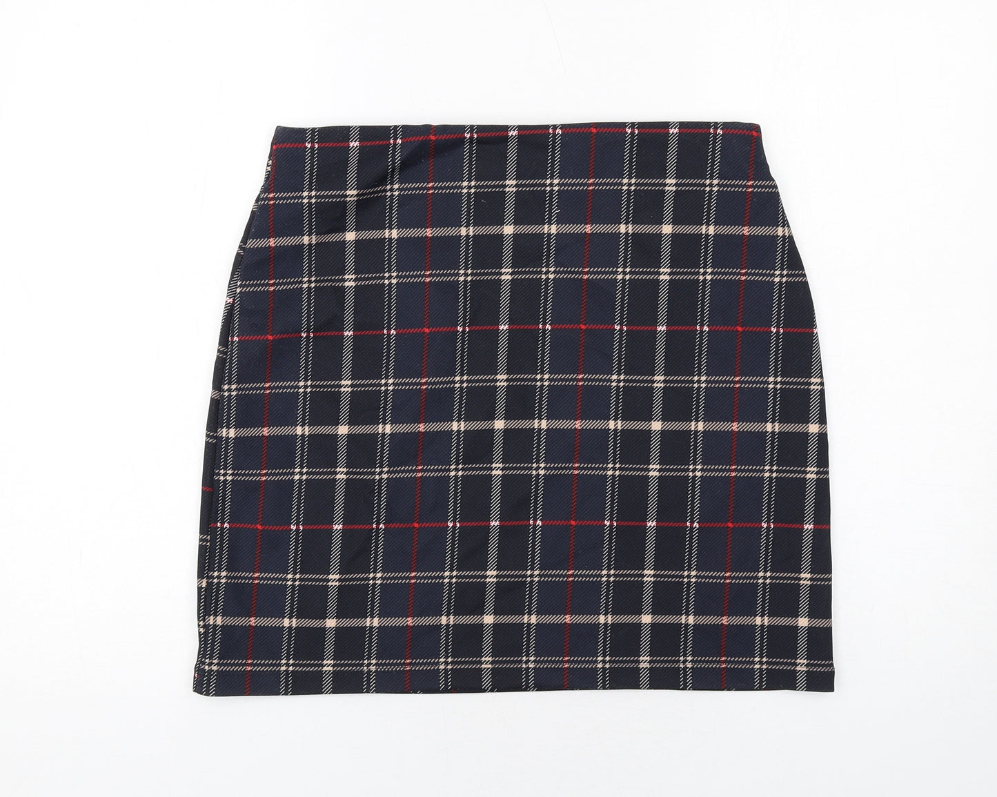 Marks and Spencer Womens Blue Plaid Polyester A-Line Skirt Size 12