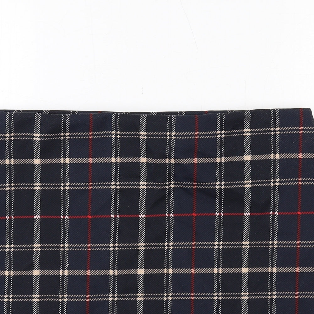 Marks and Spencer Womens Blue Plaid Polyester A-Line Skirt Size 12