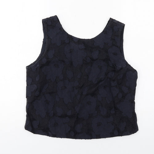 Marks and Spencer Womens Blue Geometric Cotton Basic Tank Size 12 Round Neck