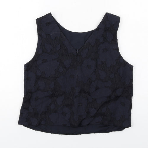 Marks and Spencer Womens Blue Geometric Cotton Basic Tank Size 12 Round Neck