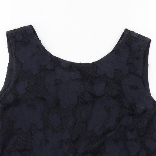 Marks and Spencer Womens Blue Geometric Cotton Basic Tank Size 12 Round Neck