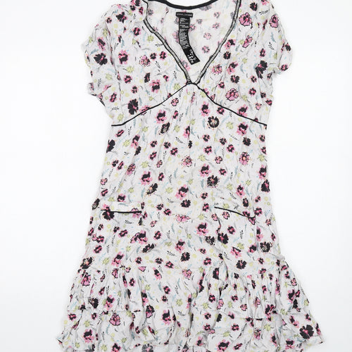 River Island Womens Multicoloured Floral Viscose Trapeze & Swing Size 14 V-Neck Pullover