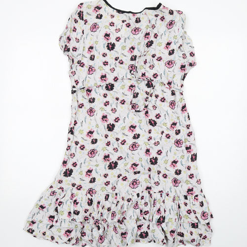 River Island Womens Multicoloured Floral Viscose Trapeze & Swing Size 14 V-Neck Pullover