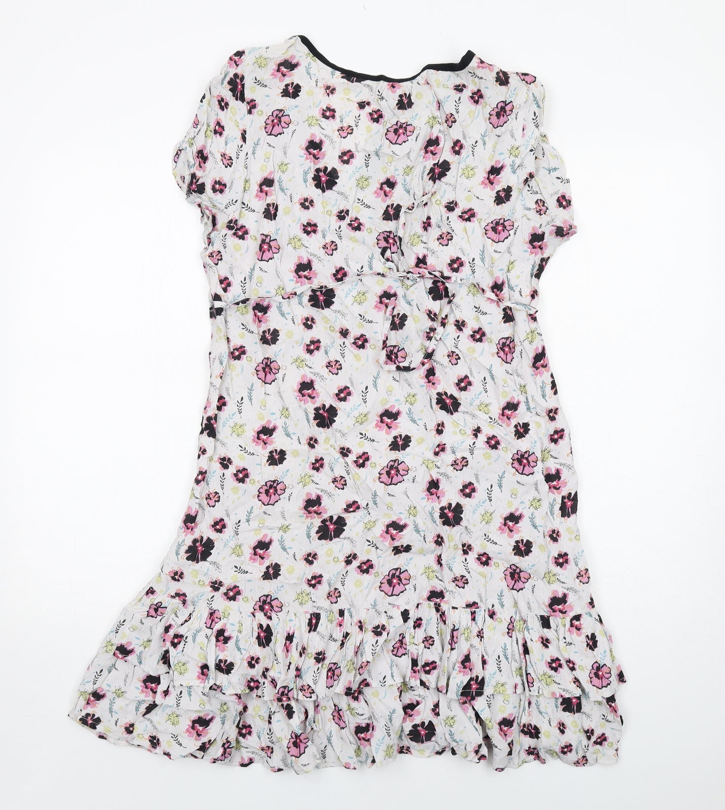 River Island Womens Multicoloured Floral Viscose Trapeze & Swing Size 14 V-Neck Pullover