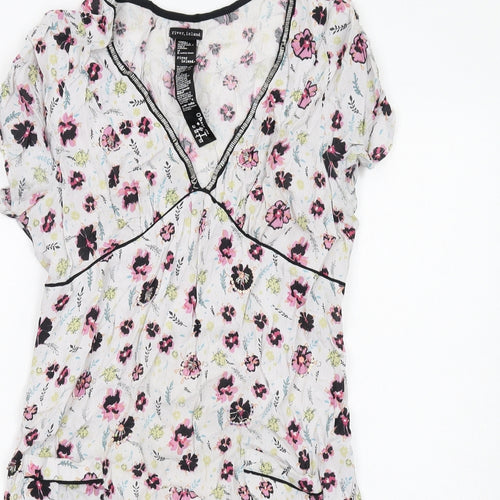 River Island Womens Multicoloured Floral Viscose Trapeze & Swing Size 14 V-Neck Pullover