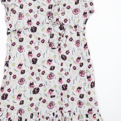 River Island Womens Multicoloured Floral Viscose Trapeze & Swing Size 14 V-Neck Pullover