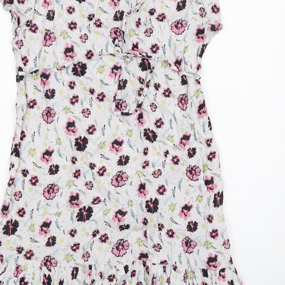 River Island Womens Multicoloured Floral Viscose Trapeze & Swing Size 14 V-Neck Pullover
