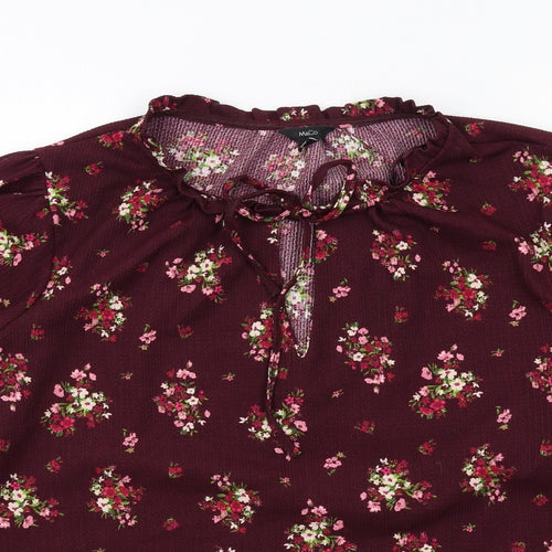 M&Co Womens Purple Floral Polyester Basic Blouse Size 22 Round Neck