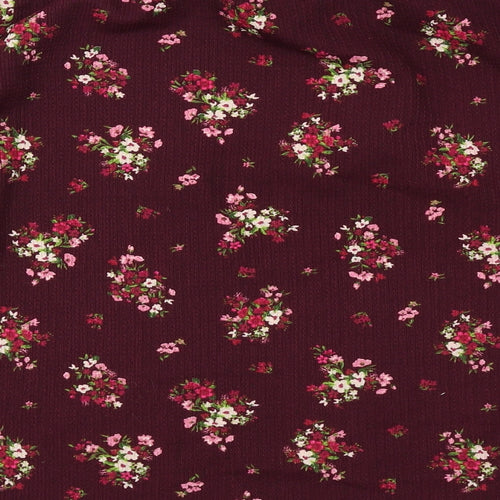 M&Co Womens Purple Floral Polyester Basic Blouse Size 22 Round Neck
