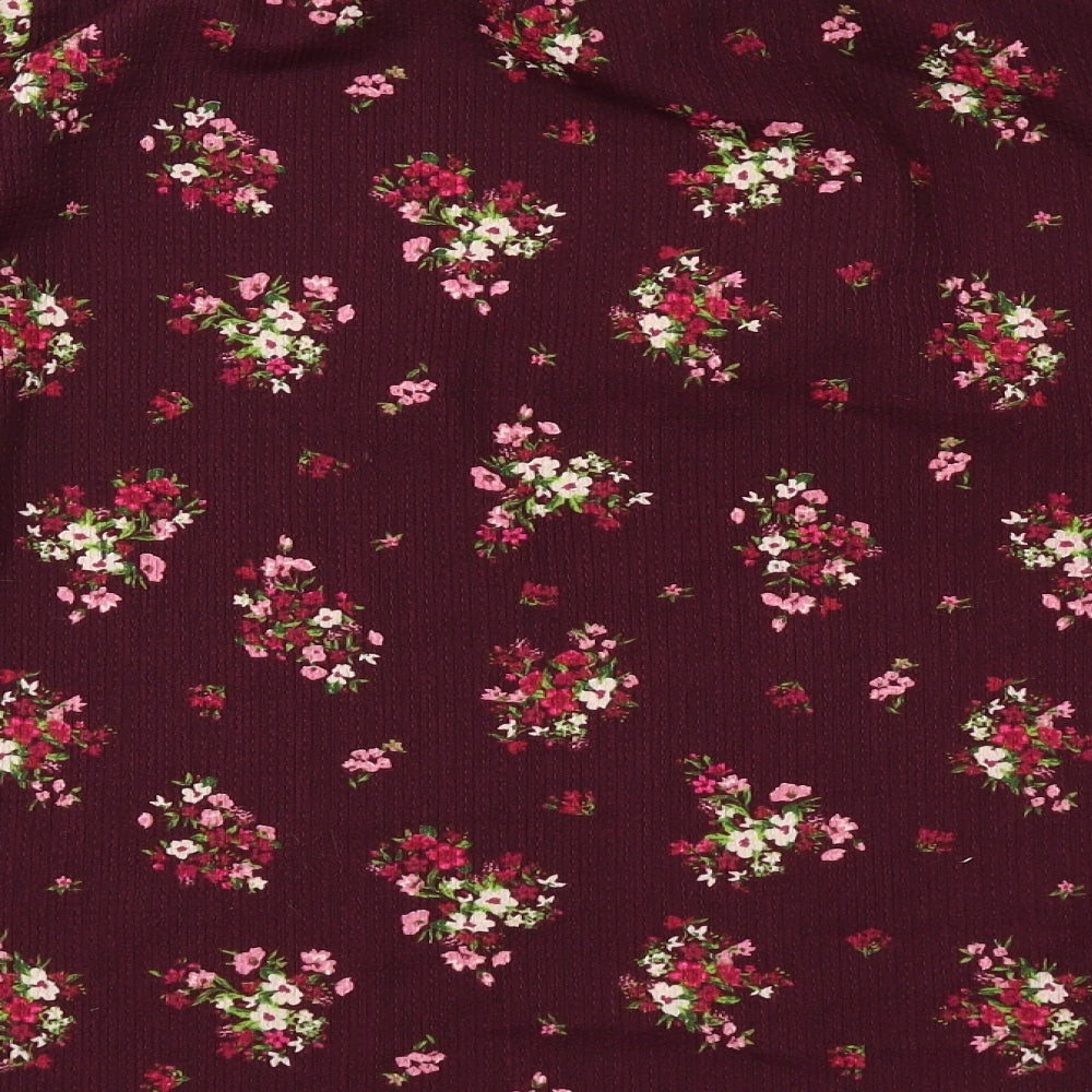 M&Co Womens Purple Floral Polyester Basic Blouse Size 22 Round Neck