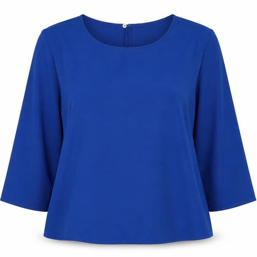 Pull&Bear Womens Blue Polyester Basic Blouse Size S Round Neck