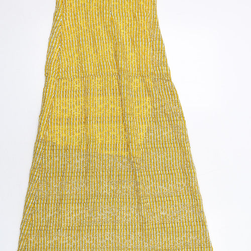 Zara Womens Yellow Polyester Maxi Size S Round Neck Button