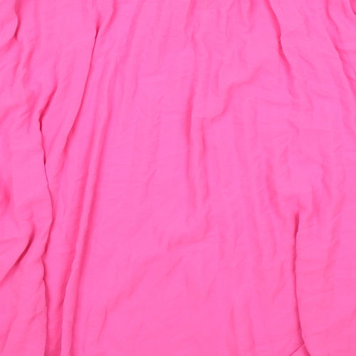 Elli White Womens Pink Polyester Basic Blouse Size M Round Neck