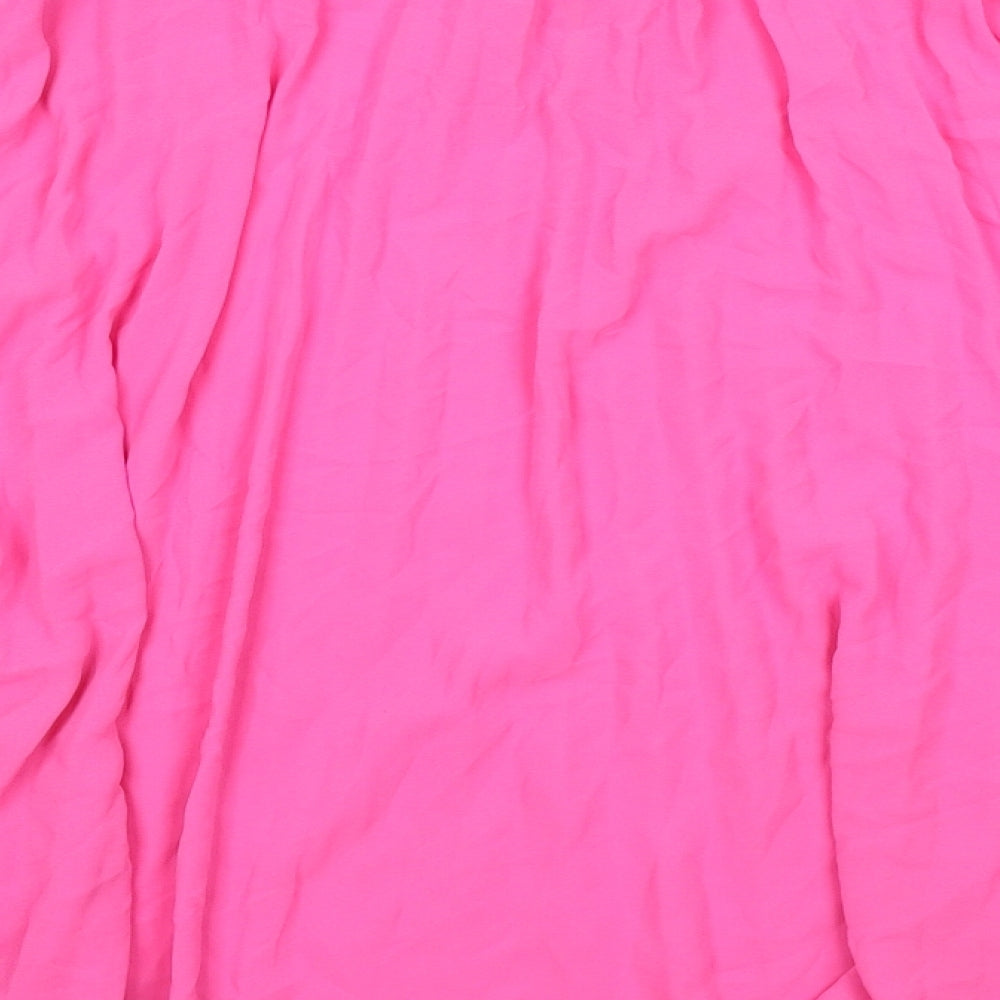 Elli White Womens Pink Polyester Basic Blouse Size M Round Neck