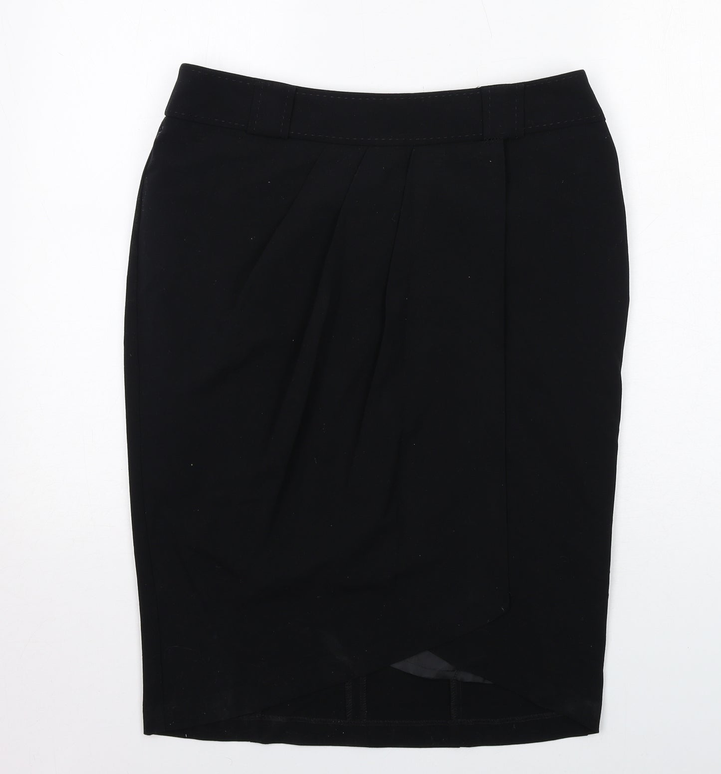 Marks and Spencer Womens Black Polyester A-Line Skirt Size 14 Zip