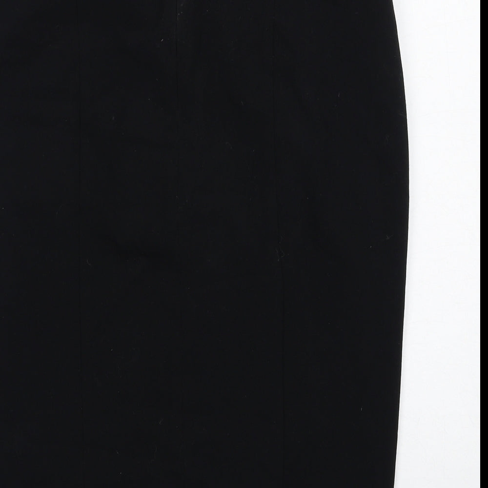 Marks and Spencer Womens Black Polyester A-Line Skirt Size 14 Zip