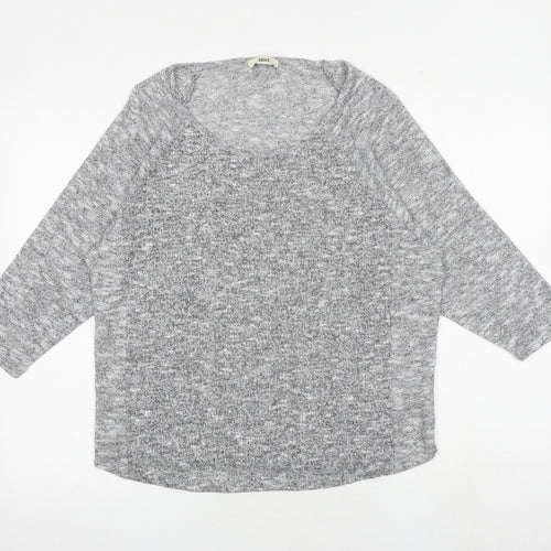 Oasis Womens Grey Geometric Polyester Basic Blouse Size L Round Neck