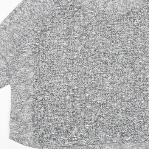 Oasis Womens Grey Geometric Polyester Basic Blouse Size L Round Neck