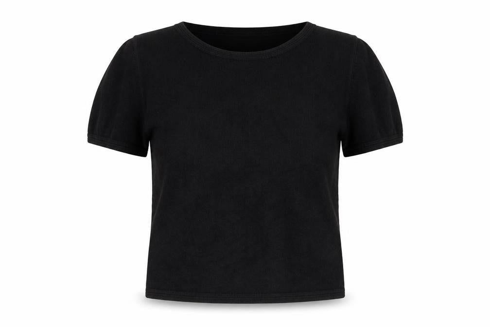 Front view of Classics women’s black round neck acrylic jumper, size UK 12