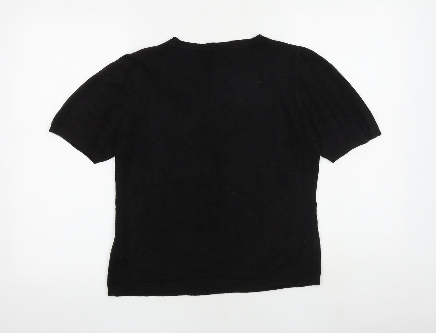 Classic Womens Black Round Neck Acrylic Pullover Jumper Size 12