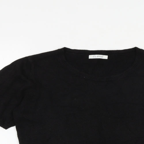 Classic Womens Black Round Neck Acrylic Pullover Jumper Size 12