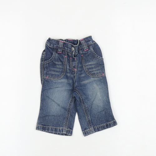 NEXT Baby Blue 100% Cotton Cropped Jeans Size 3-6 Months Zip