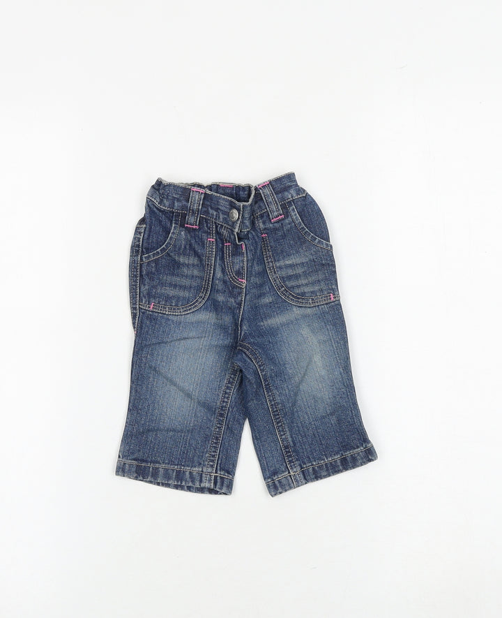 NEXT Baby Blue 100% Cotton Cropped Jeans Size 3-6 Months Zip