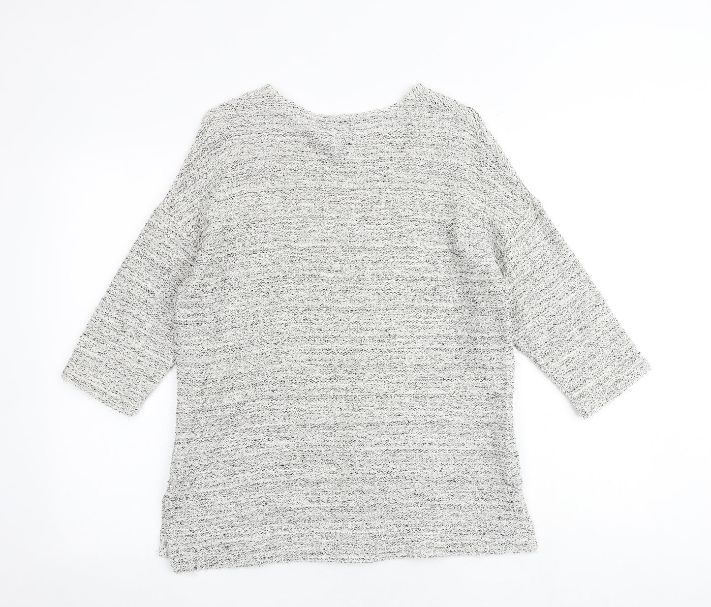 H&M Womens Grey Geometric Cotton Basic Blouse Size S Round Neck