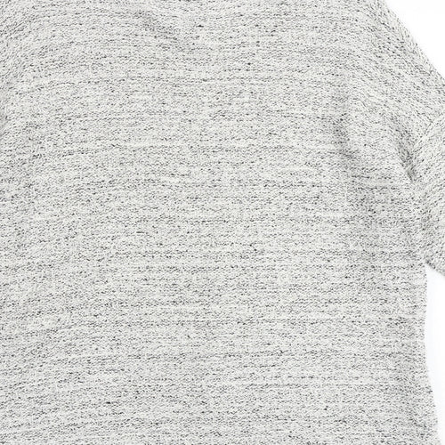 H&M Womens Grey Geometric Cotton Basic Blouse Size S Round Neck