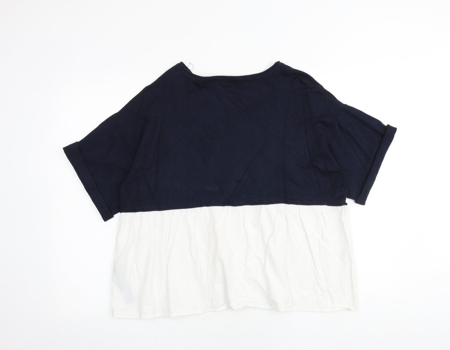 Zara Womens Multicoloured 100% Cotton Basic Blouse Size S Round Neck