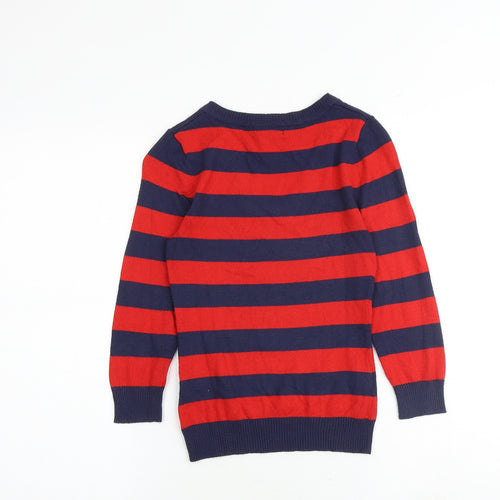 H&M Womens Multicoloured V-Neck Striped Acrylic Pullover Jumper Size XS