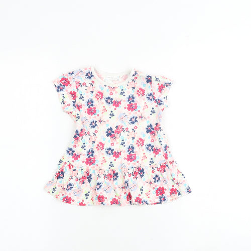 NEXT Baby Multicoloured Floral 100% Cotton T-Shirt Dress Size 12-18 Months Crew Neck Snap