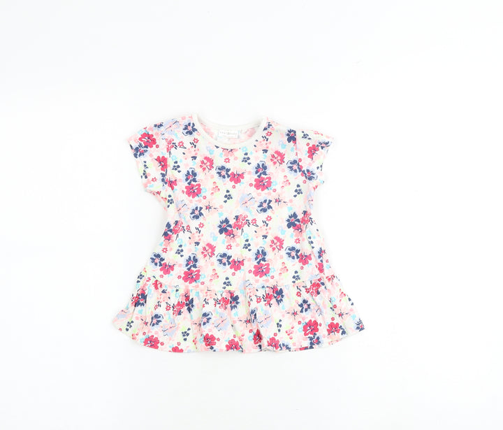NEXT Baby Multicoloured Floral 100% Cotton T-Shirt Dress Size 12-18 Months Crew Neck Snap