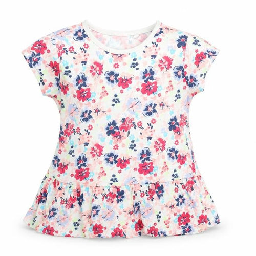 NEXT Baby Multicoloured Floral 100% Cotton T-Shirt Dress Size 12-18 Months Crew Neck Snap