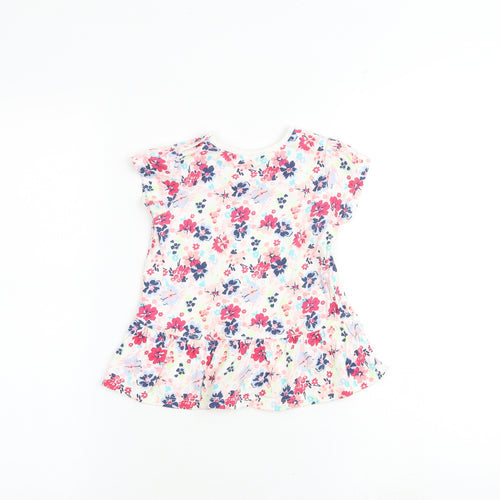 NEXT Baby Multicoloured Floral 100% Cotton T-Shirt Dress Size 12-18 Months Crew Neck Snap