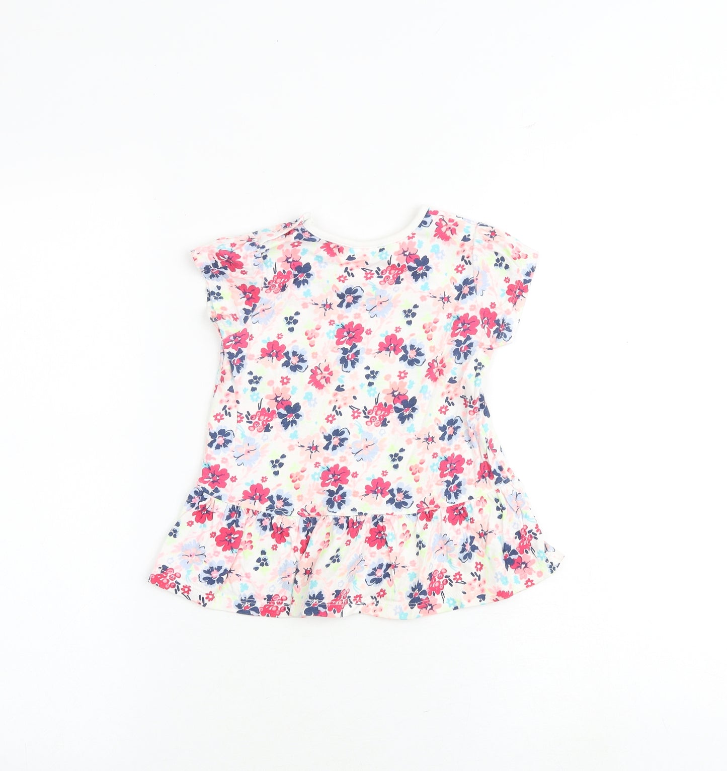 NEXT Baby Multicoloured Floral 100% Cotton T-Shirt Dress Size 12-18 Months Crew Neck Snap