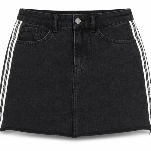 Denim & Co. Womens Black Herringbone Cotton Mini Skirt Size 10 Zip