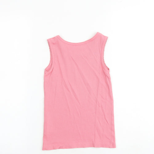 Nutmeg Girls Pink Cotton Basic Tank Size 10-11 Years Round Neck Pullover