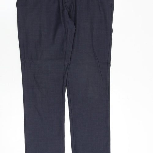 Topman Mens Blue Wool Dress Pants Trousers Size 30 in Regular Zip