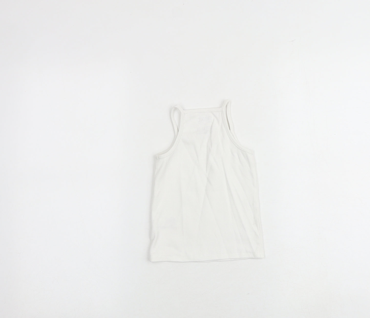 NEXT Girls White Cotton Basic Tank Size 4 Years Square Neck Pullover