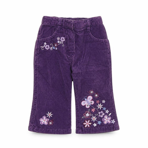 Mothercare Baby Purple 100% Cotton Capri Trousers Size 6-9 Months Zip - Floral Detail