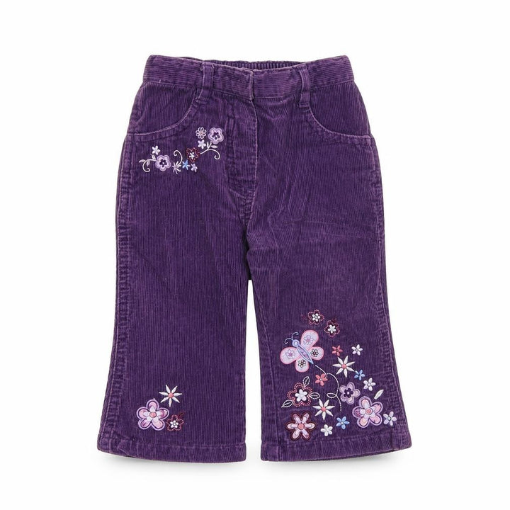 Mothercare Baby Purple 100% Cotton Capri Trousers Size 6-9 Months Zip - Floral Detail