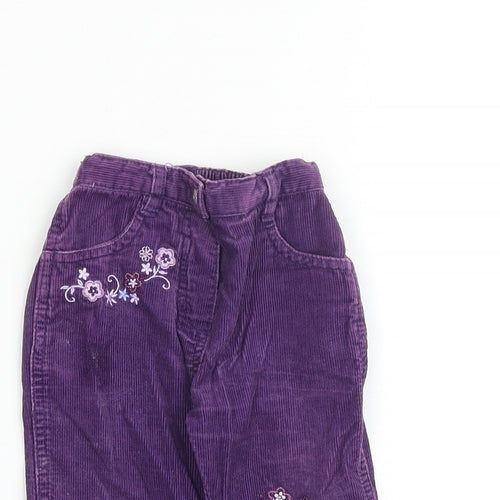 Mothercare Baby Purple 100% Cotton Capri Trousers Size 6-9 Months Zip - Floral Detail