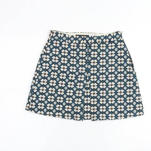 Zara Womens Multicoloured Floral Polyester A-Line Skirt Size S Zip